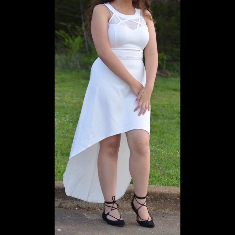 White formal dress with lace top - Picture 1 of 4
